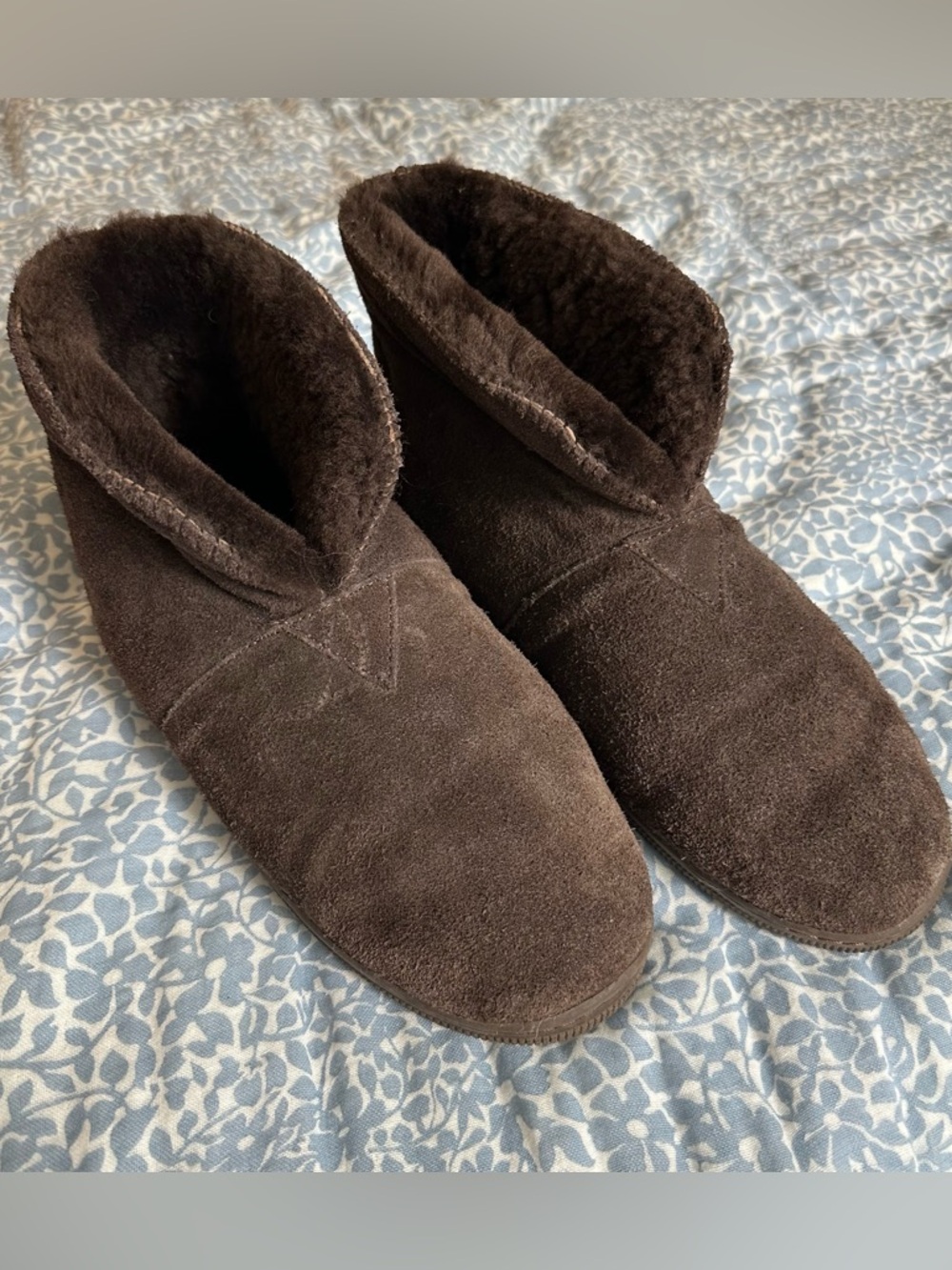 Bearpaw Chocolate Brown Shearling-Lined Suede Slippers